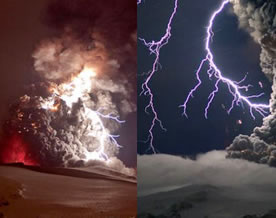 图片话江湖｜震撼组图：冰岛火山伴随紫色闪电喷发